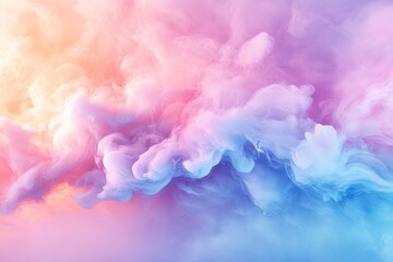 Poster - Colorful clouds blend to create a vibrant sky at sunset near a serene landscape