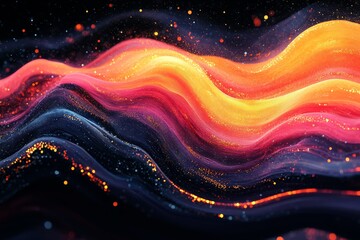 Wall Mural - Vibrant abstract waves of color flowing in a dark space create a mesmerizing visual experience