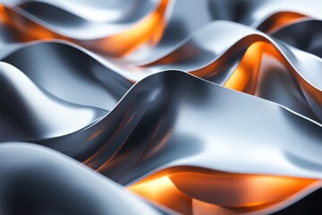 Poster - Shimmering metallic waves with warm highlights creating a dynamic visual texture