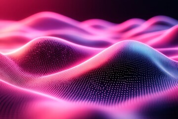 Aufkleber - Colorful wave patterns create a vibrant digital landscape in shades of pink and blue