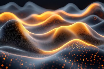 Aufkleber - Digital waves of light create mesmerizing patterns in an abstract landscape