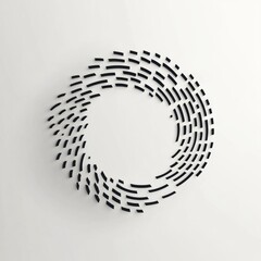 Aufkleber - Modern wall art made of black strips arranged in a circular pattern on a light background in a minimalist space. Generative AI