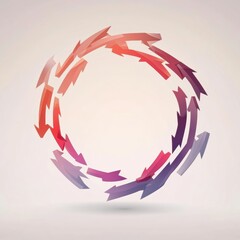 Aufkleber - Colorful circular arrows in motion creating a dynamic design with a gradient effect against a neutral background. Generative AI