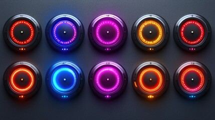 Poster - Futuristic Circular Lights Displaying Vibrant Colors
