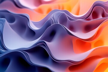 Fototapete - Colorful abstract waves of paper create a dynamic texture in a creative art display