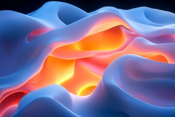 Aufkleber - Abstract representation of glowing fluid shapes in dynamic motion with vibrant colors and smooth textures