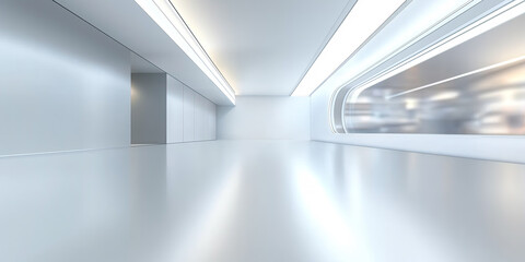 Wall Mural - empty space inside futuristic room, showroom, spaceship, hall or studio in perspective. include ceil