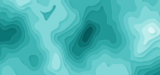 Aufkleber - blue gradient colorful wavy overlapping layers of papercut background. blue gradient paper cut backg