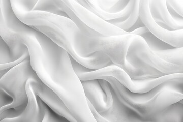 Poster - Soft white fabric draped elegantly in gentle folds, displaying textures and light at an indoor location