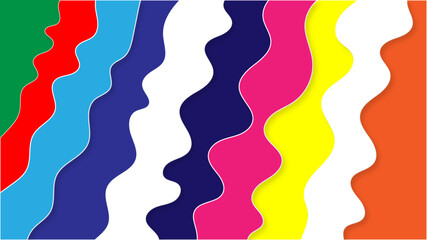 Aufkleber - colorful wavy overlapping layers of papercut background. bright gradient color texture design. multi