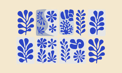 Fototapete - Vector illustration of botanical designs floral and foliage shapes, easily editable.