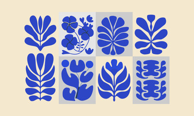 Fototapete - Vector illustration of botanical designs floral and foliage shapes, easily editable.
