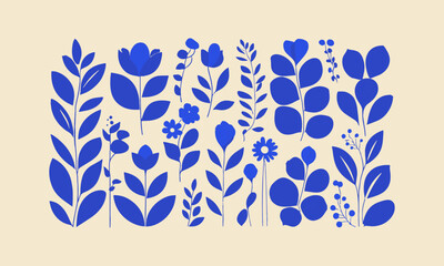 Fototapete - Vector illustration of botanical designs floral and foliage shapes, easily editable.