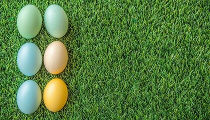 Wall Mural - Colorful Eggs on Green Grass for Festive Spring Celebrations