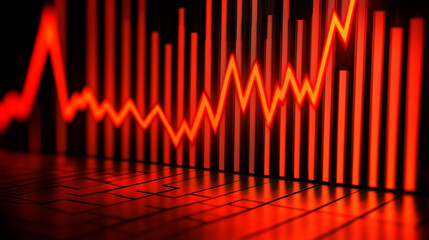 Poster - Abstract Red Financial Growth Chart Data Visualization Business Report graph stock trend market     