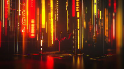 Poster - Abstract Digital Background Red Orange Glowing Lines Technology Data Futuristic Modern Design Art   