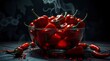 © aanz - Spicy Red Peppers in Glass Bowl Steaming Hot Food Photography