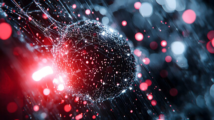 Poster - Abstract representation of interconnected particles and light in a digital space