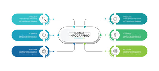 Wall Mural - vector infographic label design with circle infographic template design and 6 options or steps.