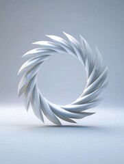 Wall Mural - Modern abstract design featuring a circular arrangement of stylized blades in white against a minimalist background. Generative AI