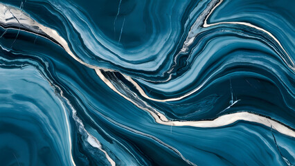 Poster - Abstract Teal Marble: A captivating abstract background featuring mesmerizing swirls of teal, white, and black marble.