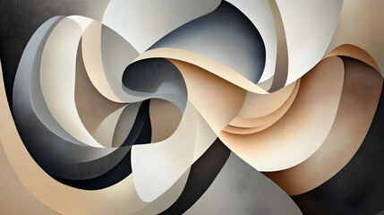 Poster - Abstract swirling shapes in neutral tones creating a modern artistic design