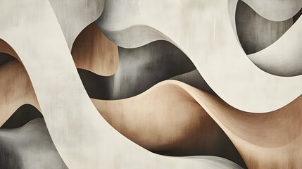 Poster - Abstract waves in neutral tones creating a modern artistic backdrop