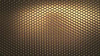 Poster - Golden Hexagon Pattern: A mesmerizing close-up of a golden honeycomb pattern, showcasing the intricate beauty and precision of hexagonal geometry.