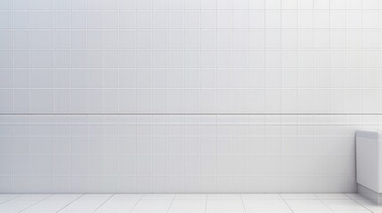 Poster - Bright White Chequered Tile Wall with Clean Bathroom Floor and Seamless Background Ideal for Interior Design and Renovation Projects