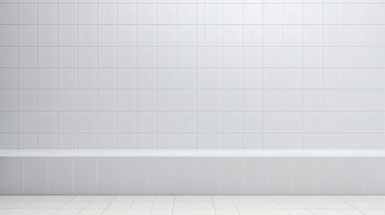 Poster - Bright and Clean White Chequered Bathroom Wall with Tile Design, Modern Aesthetic, Fresh Look, Minimalist Interior, and Spacious Ambiance
