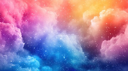 Poster - Colorful sky with stars and clouds featuring magical stardust and swirling patterns