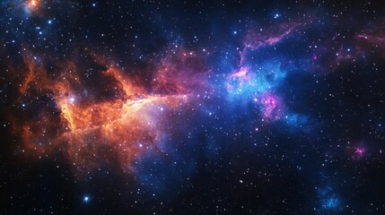 Poster - Cosmic deep space nebula with vivid swirling colors and stars in the universe background