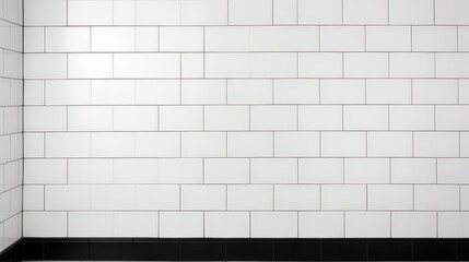 Poster - White Chequered Tile Wall Background for Bathroom or Floor with Elegant Design and Modern Aesthetic in Minimalist Style
