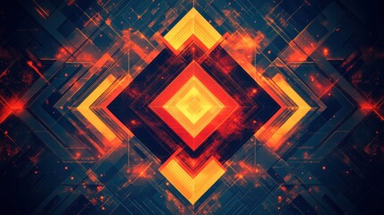 Poster - Colorful abstract background with geometric pattern and ai generated symmetry design