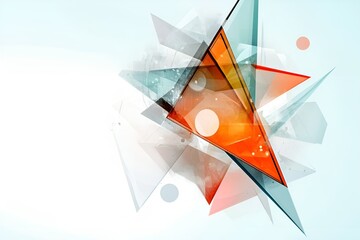 Poster - abstract geometric composition with sharp triangular shapes in vibrant orange and blue tones, symbol
