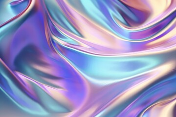 Poster - Smooth elegant holographic fabric flowing and creating colorful waves