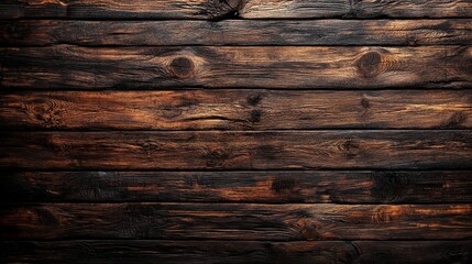 Poster - Wooden wall texture with dark background and subtle highlights in a moody atmosphere