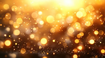 Poster - Soft bokeh lights in warm golden tones creating a dreamy blurred background effect