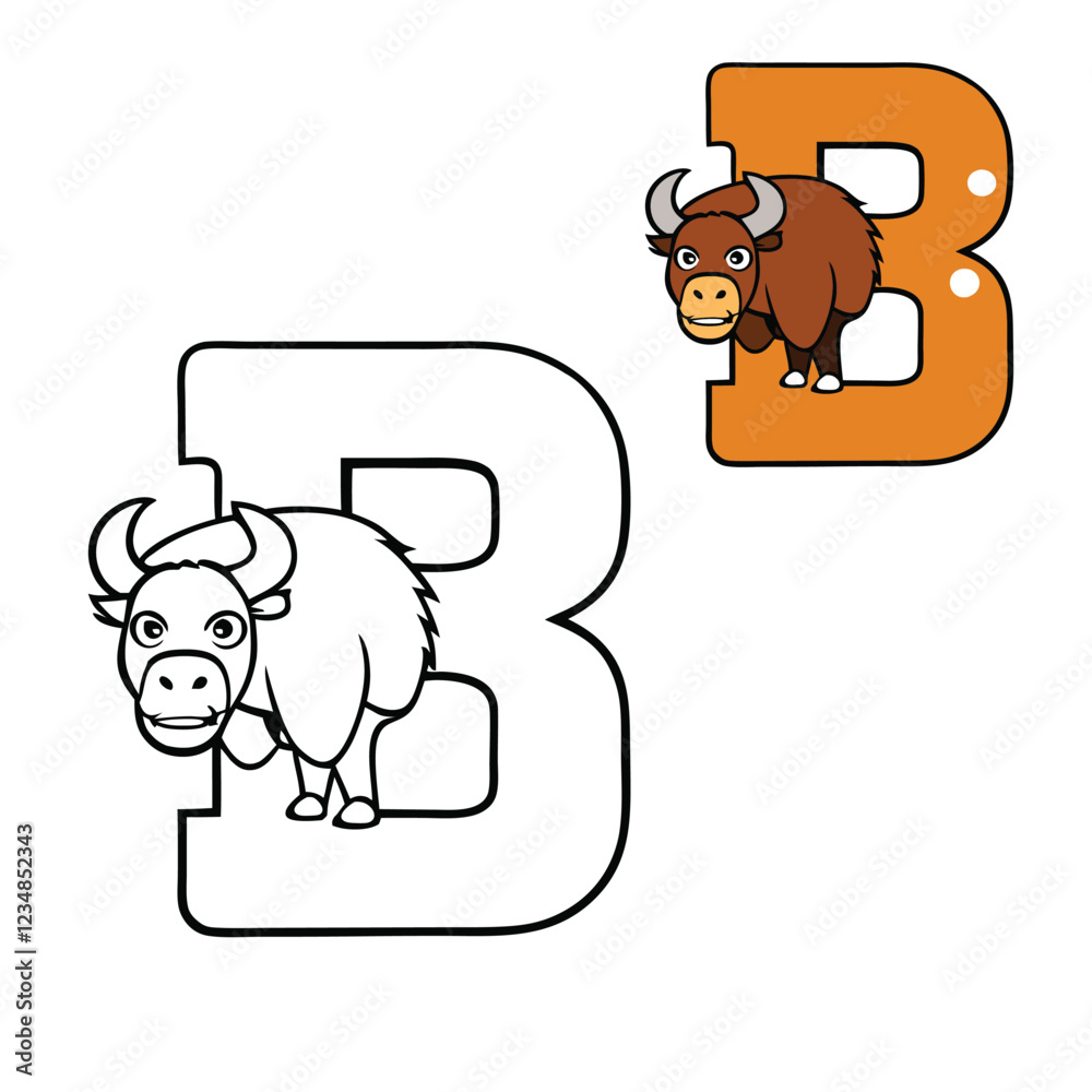 Fun Alphabet Coloring Page Featuring The Letter B With A Cute Beaver