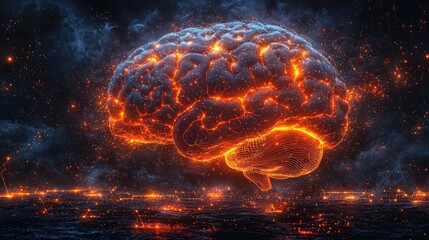 Poster - Fiery Brain Abstract Digital Artwork