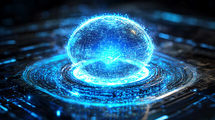 Poster - Dynamic energy sphere creation futuristic lab digital art high-tech environment close-up view scientific innovation