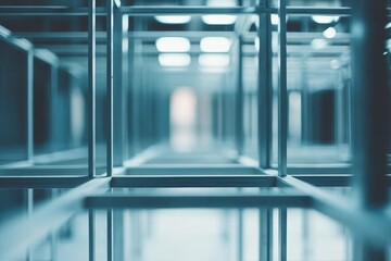 Poster - Abstract View of Metal Frames in an Industrial Space with Soft Lighting