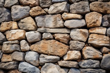 Poster - Close up of a stone wall featuring various colors and textures, forming a rustic and natural background