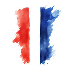 Aufkleber - An abstract image showcasing two vertical watercolor strokes red and blue against a black background.