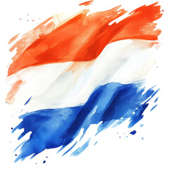 Poster - An abstract watercolor rendition of the Netherlands flag showcases its iconic horizontal red white and blue stripes in a dynamic and artistic style.
