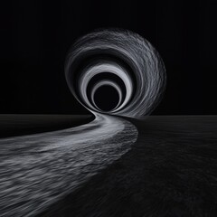 Poster - Dynamic exploration of time and space abstract swirling tunnel digital art dark environment hypnotic viewpoint