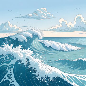 high waves at the sea-vector