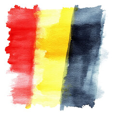 Aufkleber - The image shows an abstract watercolor painting with red yellow and blue vertical stripes in a rough rectangular shape.