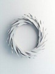 Fototapete - Circular white art installation made of layered paper creating dynamic movement and texture on a minimalist background. Generative AI