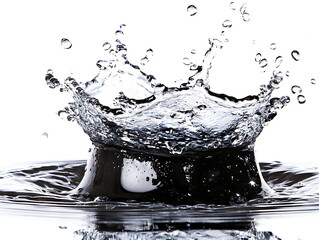 Poster - Dynamic water splash studio setting high-speed photography minimalistic background close-up perspective visual impact